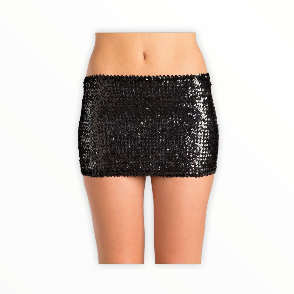 Party Girl BLACK Stretchy Sequin Mini Skirt NEW!